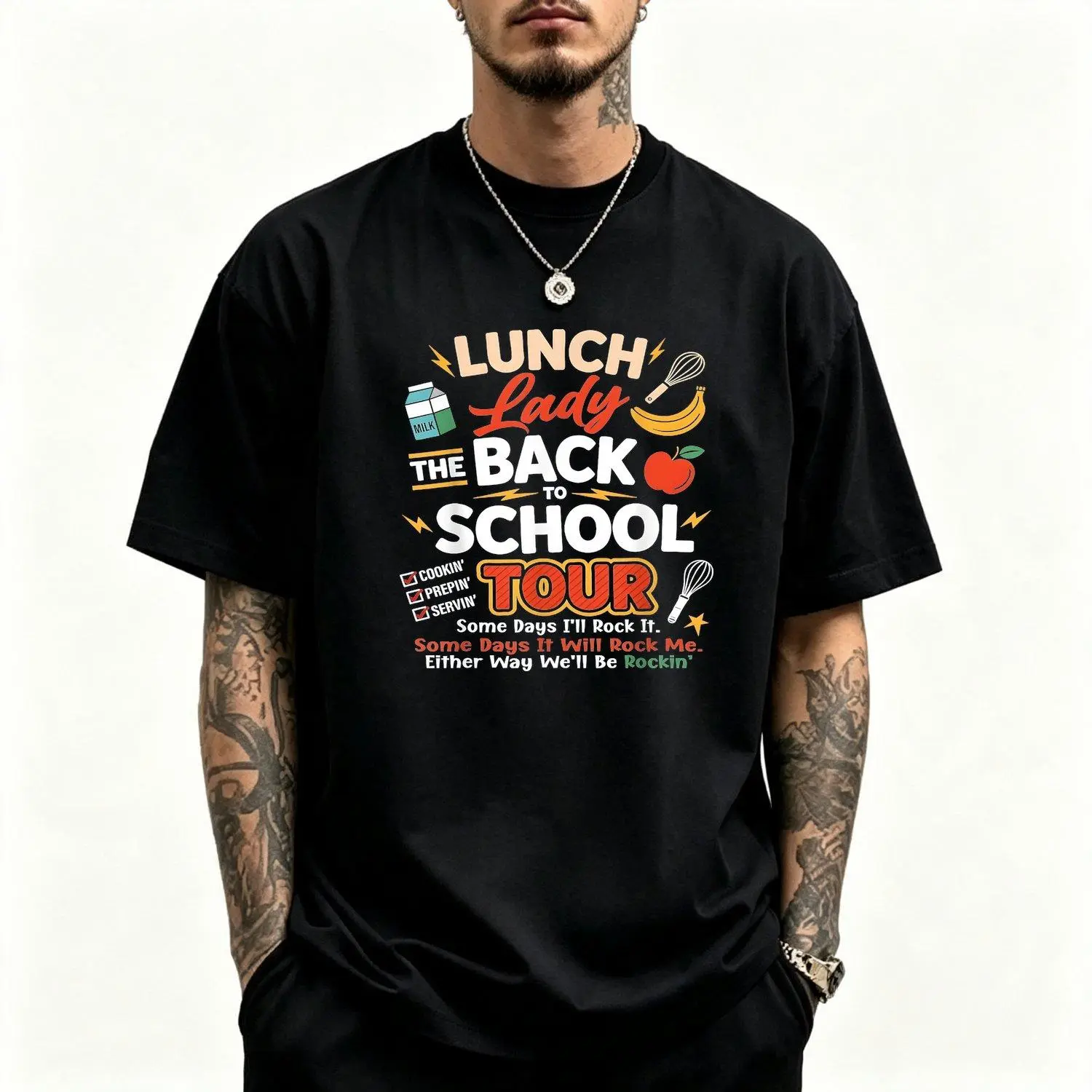 Men's Short Sleeve Sports T Shirts Lunch  Back to School Tour Food Humor Cafeteria Retro Casual Crew Neck Printed Athletic Tee Menswear Tops
