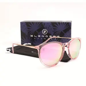 Blenders Women's Fashion - Elliptical Frame Gradient Pink Green Lenses, Lightweight Metal Hinge Design, Suitable for Driving And Daily Wear, Comes with Glasses Case And Ultra-fine Fiber Cloth 4171