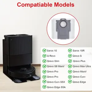 12 Pack Replacement Dust Bags for Stones Qrevo Series & S8 Max/saros 10 Robot Vacuums, 2.7L Non-Woven Fabric Dust Bags