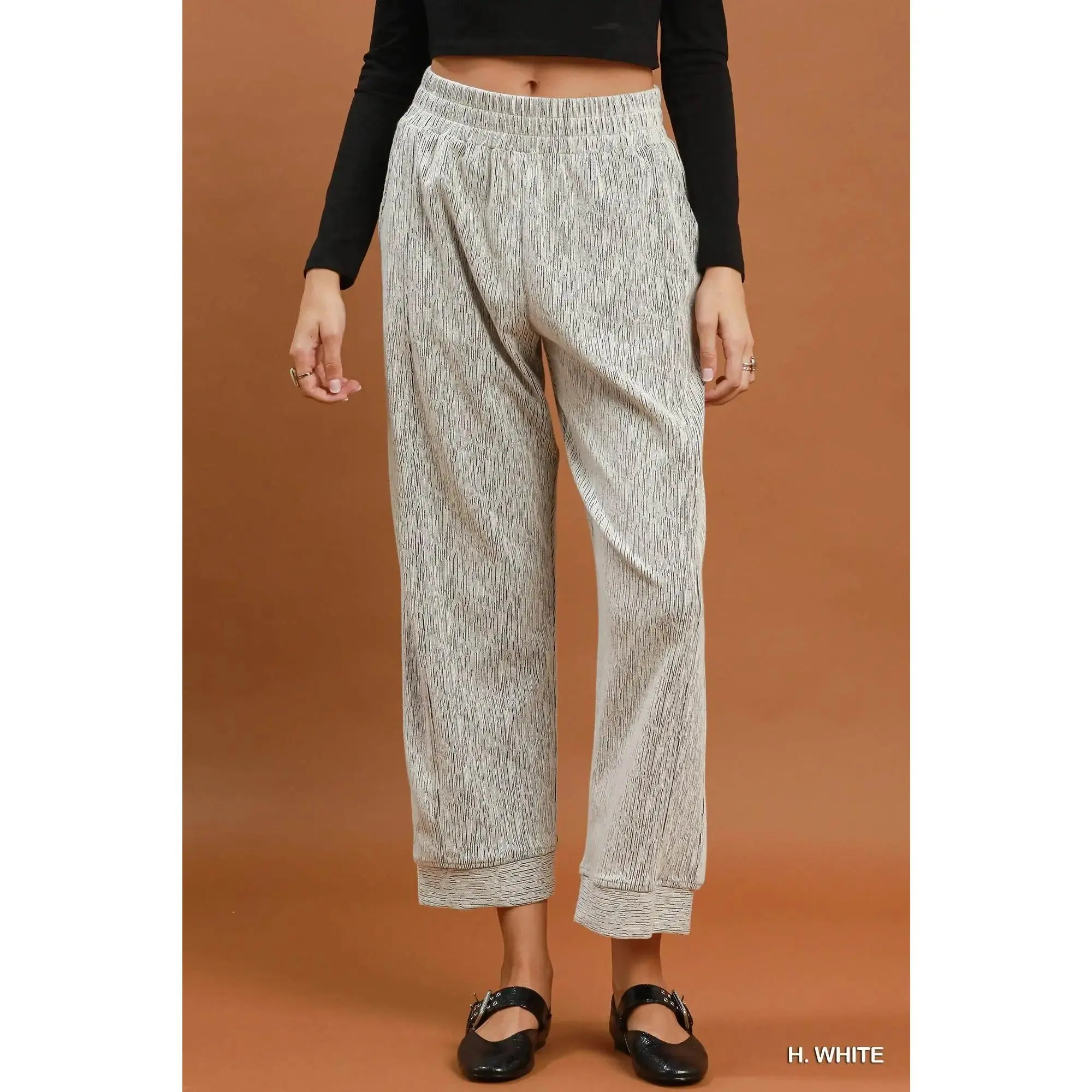 UMGEE Heather White Textured Knit Pants