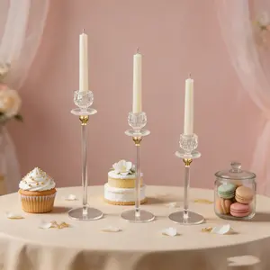 Transparent Acrylic Wedding Candle Holder Set of 3, Elegant Design for Weddings, Durable and Fashionable Table Centerpiece Decor