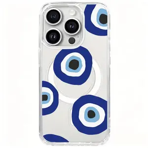 Good luck buff is fully charged! Blue-eyed phone case, transparent soft shell with magnetic attachment for shock protection, shock-proof hard shell compatible with iPhone full series, compatible with iPhone 17/16/15/14