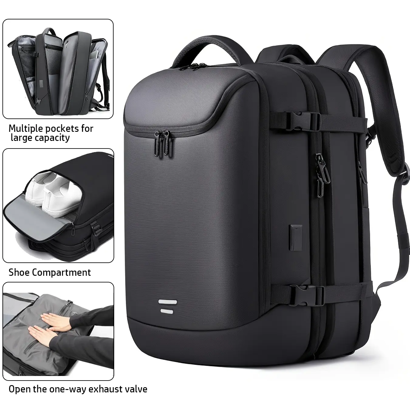 Business Casual Expandable Backpack, Large Capacity Laptop Bag with Anti-Theft Vacuum Compression, Multiple Compartments & Adjustable Straps - Durable Travel Backpack for Commuting, Airline Travel, & Travel Backpacks with Secure Zipper Closures