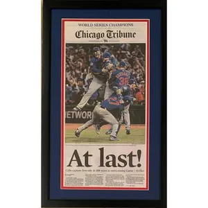 Chicago Cubs 2016 World Series Champions At Last Tribune Framed Newspaper Black Frame