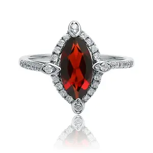 2.11Ct Marquise Natural Red Garnet Gemstone Ring 925 Sterling Silver Fine Jewelry For Women Drop Shipping