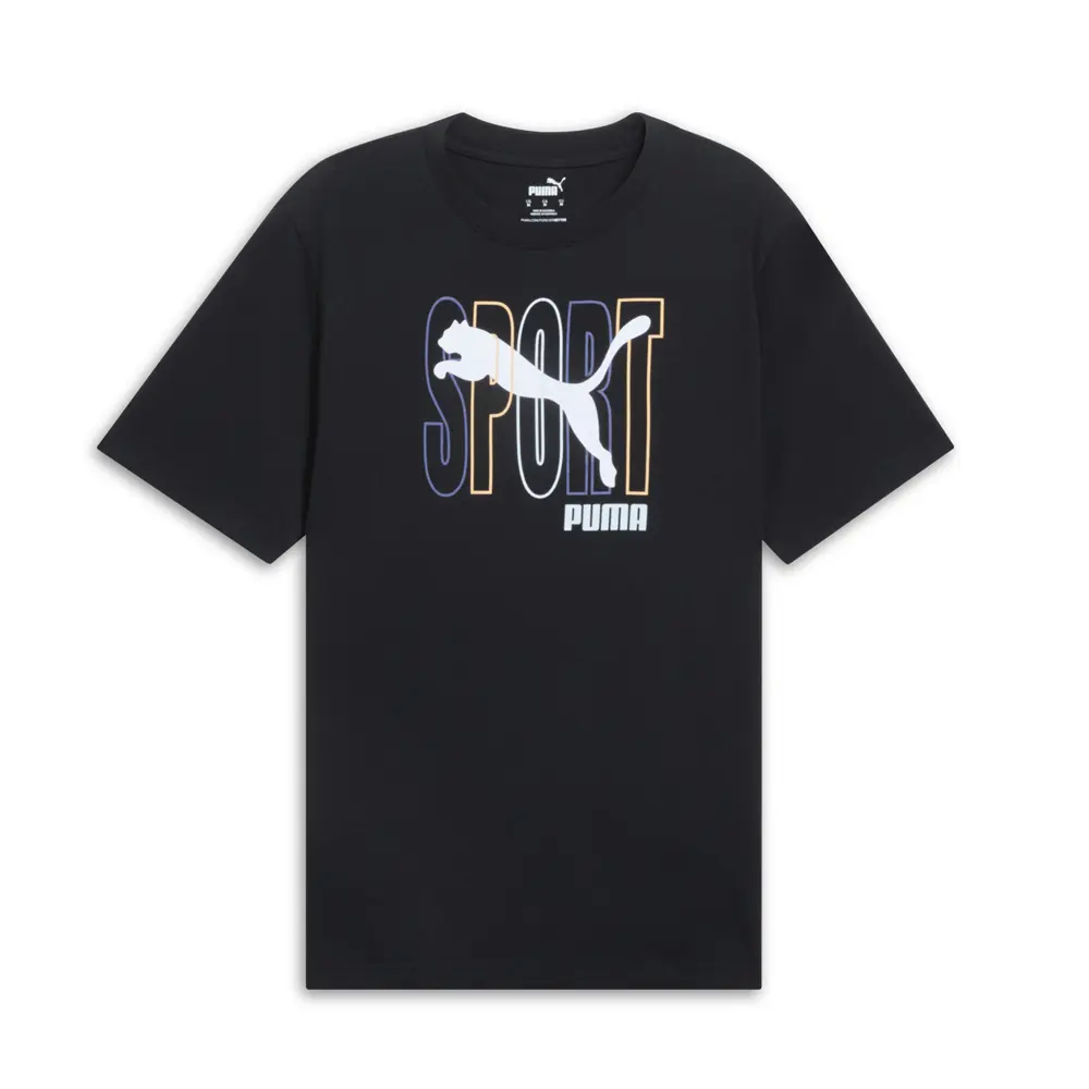 PUMA Mens Sport Graphics Crew Neck Short Sleeve Casual Tops Casual - Black