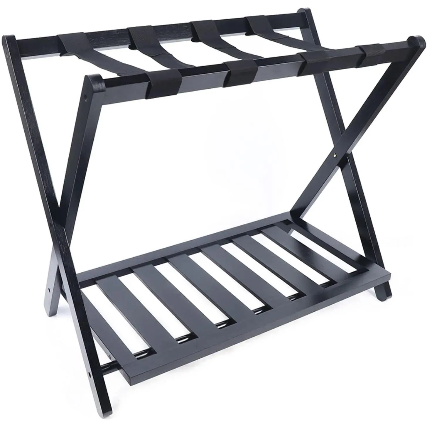 Geometric Bamboo Wine Rack Organiser - Sturdy Freestanding Commercial Floor Shelf, 220lbs Load (Above 25kg), Rust-Resistant Folding Double-Layer Storage for Home, Hotel Guest Room