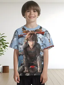 Summer fashion trend casual children's clothing, expert Hiccup single-person digital printed T-shirt, 100% polyester, suitable for boys' daily outings and outdoor sports, the perfect gift for boys