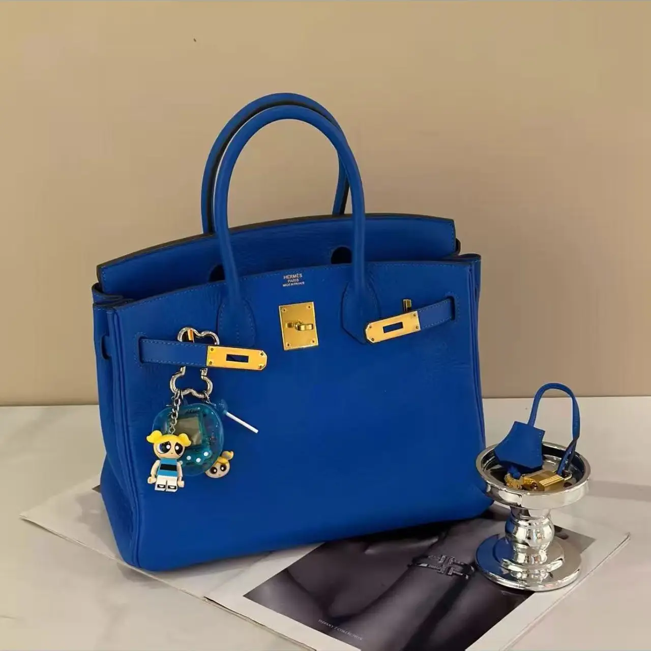 Pre-owned HERMÈS Hermes Birkin25 Tanzania Blue with gold hardware, U Stamp (2022),togo leather