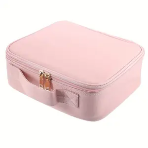 【  Free Ship  】Makeup Bag,Travel Makeup Train Case Cosmetic Bag Organizer Portable Artist Storage Bag with Adjustable Dividers Makeup Brushes Storage Organizer