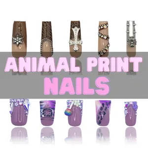 Nailzotica Animal Print Reusable Acrylic Gel UV High Quality Handmade Luxury Press On Nails