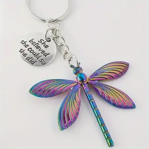 Quenched colored dragonfly keychain for car enthusiasts keychain