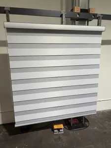 DG Shades Blackout Zebra Shade Blinds - Adjustable Light Filtration Steel Bead Pull Cord Day and Night Blinds with grey valance