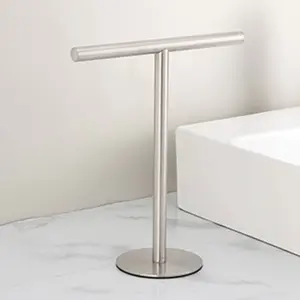Stainless Steel T-Shape Hand Towel Bar Rack, Rust-Proof Free-Standing Countertop Towel Holder with Heavy Base for Bathroom, Kitchen Vanity