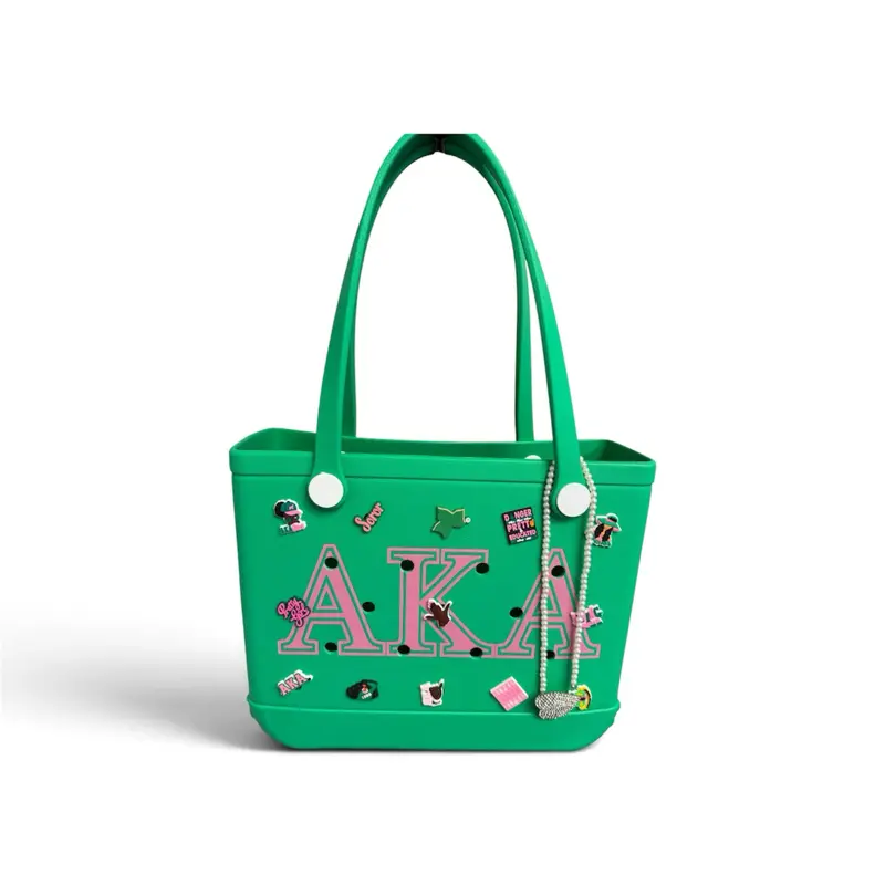AKA EVA Women's Sorority Tote Bags - Green & Pink Luggage Tote Bag
