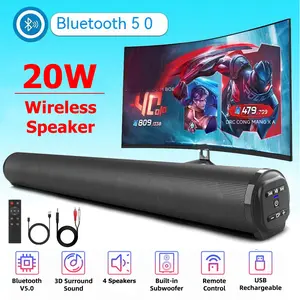 1pc Wireless Home Theater Sound System, Wireless Soundbar, Suitable for PC Home Theater, Left/Right Stereo Wall-Mountable Speakers, Supports Wireless/USB/Wired Audio, Surround Sound Function - Compatible with TV, Computer, Equipped with Four Speakers
