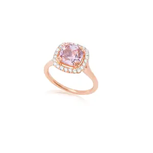 14K Rose Gold Split Shank Diamond Ring - Morganite Engagement Ring