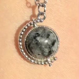 Double Sided Reversible Crystal Necklace with Larvikite and Howlite natural gemstones #handcrafted #unisex