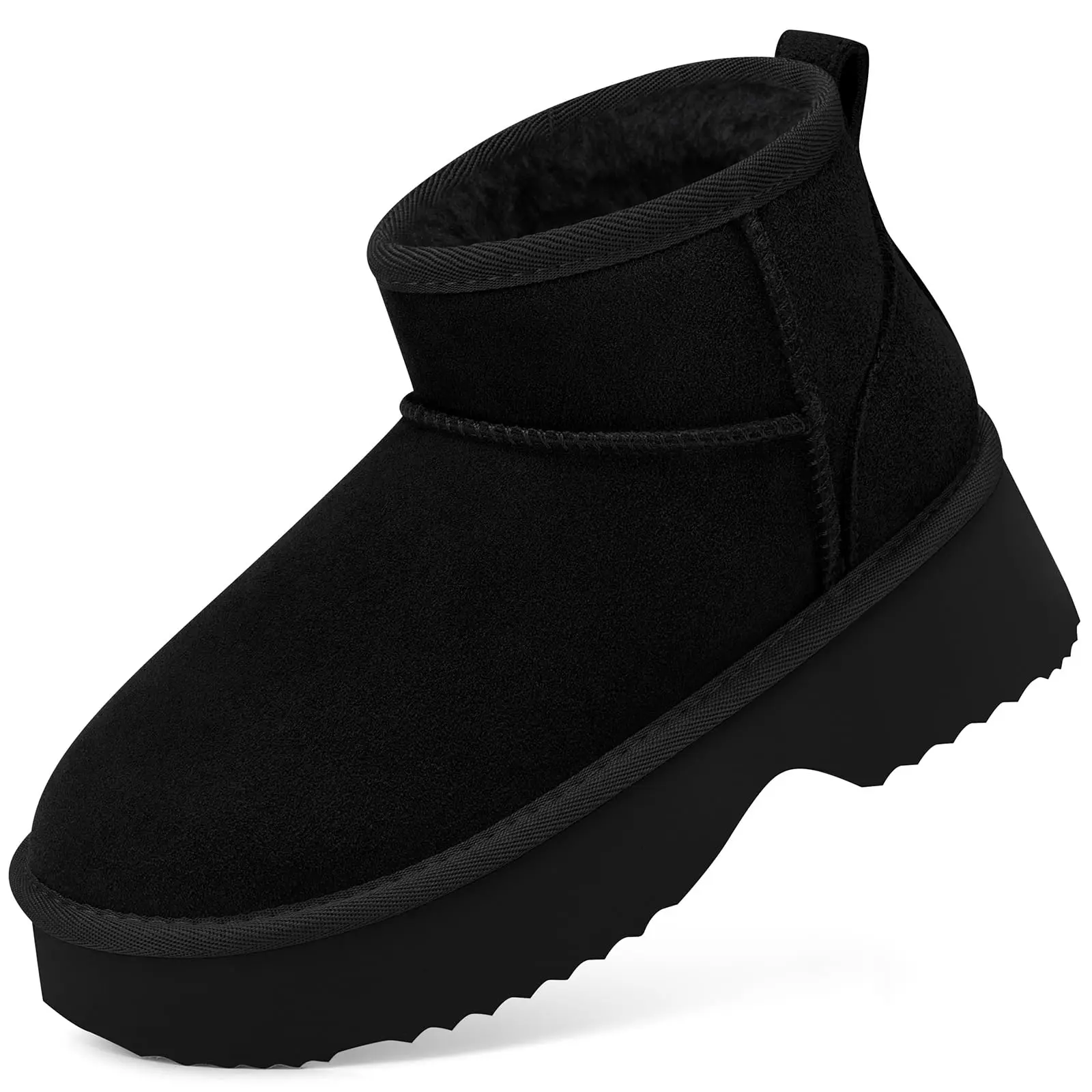 Snow Ankle Boots For Women: Genuine Suede Leather Platform Winter Waterproof Comfortable Warm Anti-slip Memory Foam Outdoor Booties