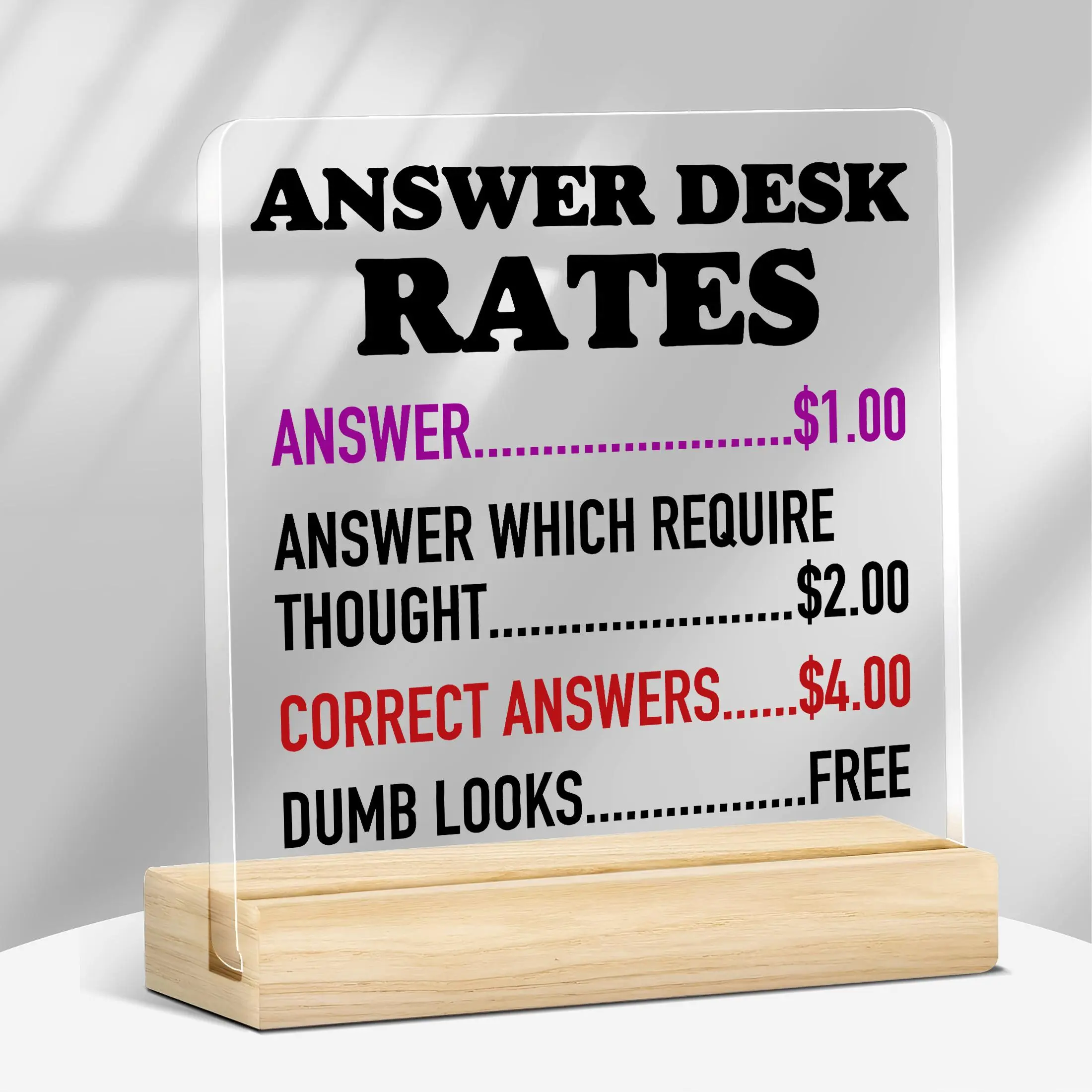 Acrylic Office Sign, Desk Signage Decoration, Creative Gag Gift Desk Decor, Unique Cubicle Accessories for Coworkers, Boss & Friends, Home Decor, Acrylic Plaque Sign