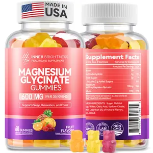 Magnesium Glycinate Gummies 600mg, Non-GMO, Gluten-Free, Magnesium Gummies for Adults & Kids, Sleep, Relaxation & Focus, 3 in 1 Mixed Flavor, 60 Count