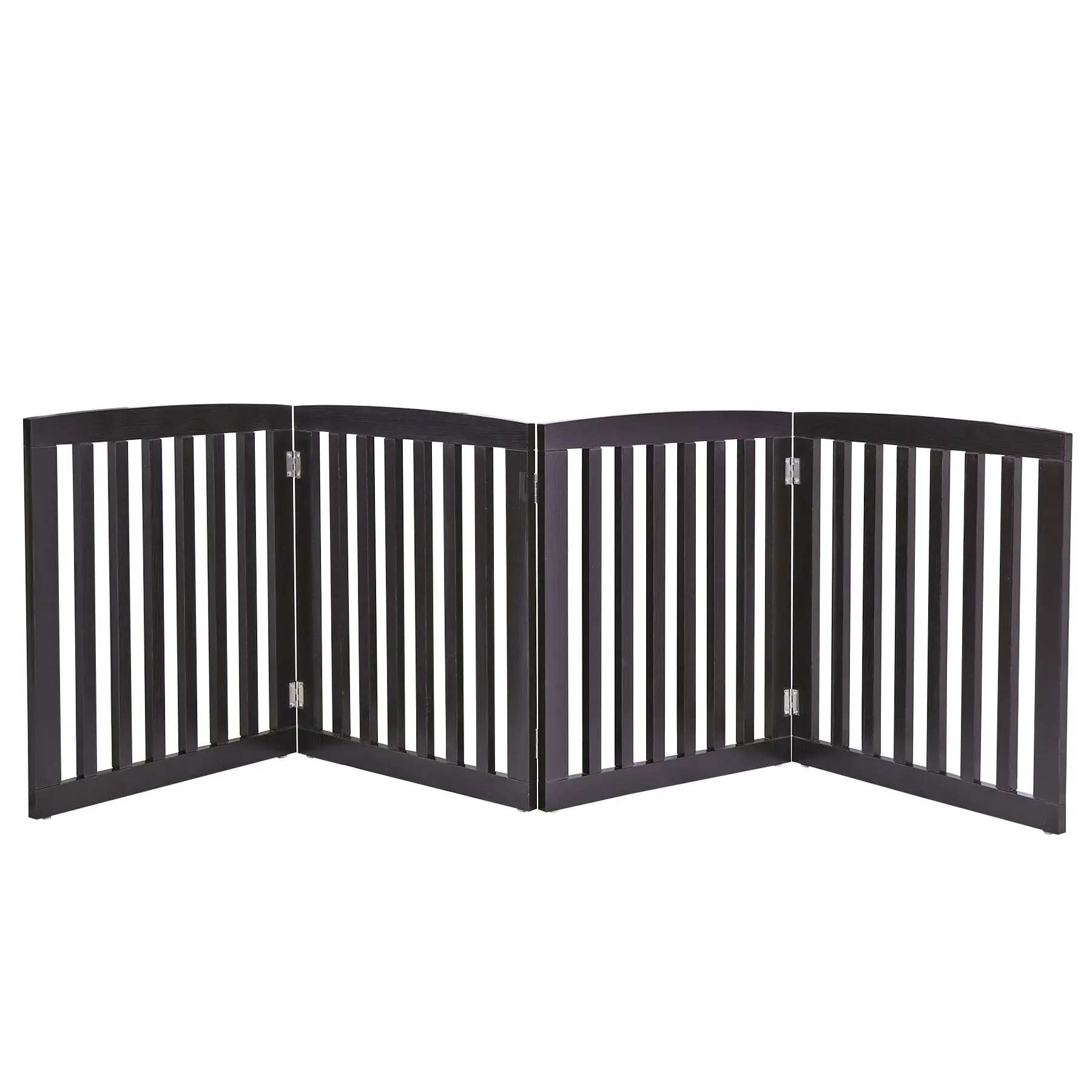 Portable Puppy Playpen - 4-Panel Foldable MDF Wood Frame Pet Enclosure with Entry Gate, Protector, Durable Construction, Easy Storage, Enclosed Brown Set with Front Doorway