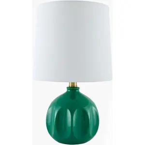 Deep Teal Modern Table Lamp with global details for bedside or console tables