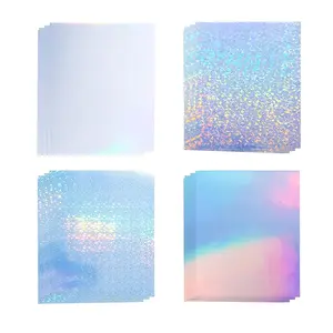 12 Sheets Vinyl Printable Sticker Paper A4 Size (8.25" x 11.7") Holographic Glossy Sticker Paper Self-Adhesive Waterproof Dries Quickly For Inkjet/Laser Printer