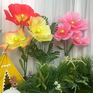 Giant decorative flower 5-foot large organizational flower suitable for wedding decoration, birthday, Easter party, Mother's Day background decoration, photography props, store window display, purple and pink large flower simulation flower