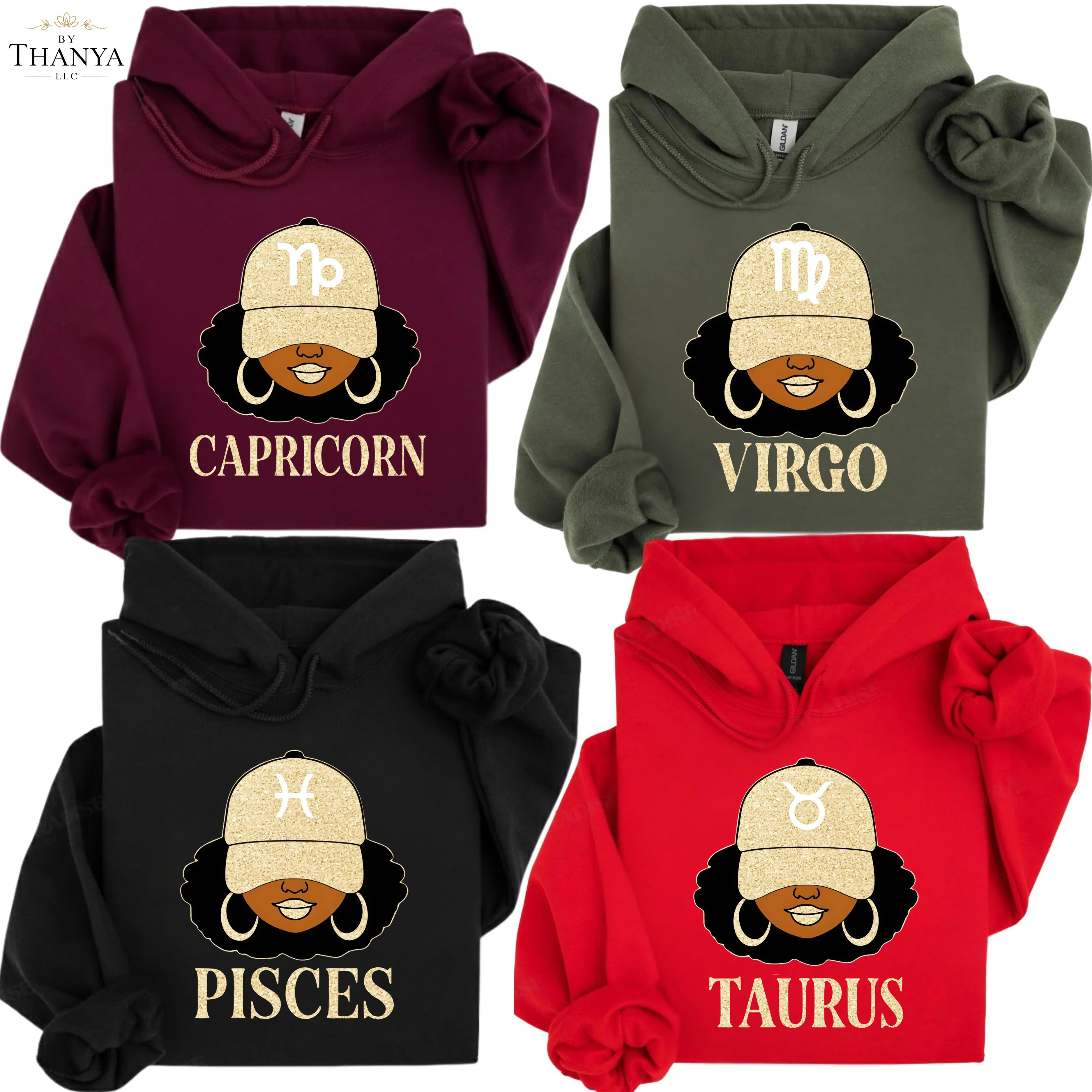 Full 12 Zodiac Hoodie Astrology Sign Graphic Hoodie Design Minimalist Zodiac Fashion Hoodie Gold Hat Girl Graphic Hoodie Trendy Star Sign Gift Hoodie for Women.