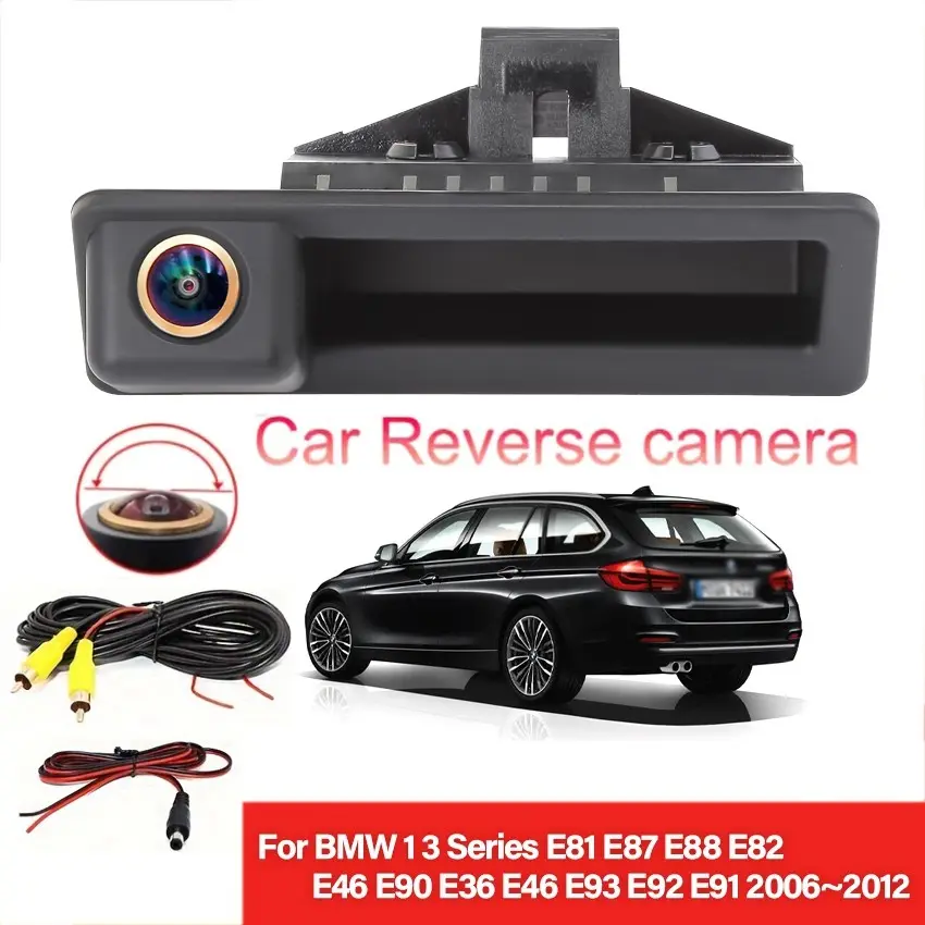 Car Rear View Camera Trunk Handle For BMW X1 X3 E39 E53 E82 E88 E84 E90 E91 E92 E93 E60 E61 E70 E71 E72 Backup Reverse Fisheye Lens Camera with Guide Parking Line - Trunk Handle Mount, Easy Installation