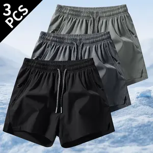 Men’s summer casual athletic shorts 3-piece set with drawstring and zippered pockets — made from breathable, quick-drying fabric for comfort — ideal for outdoor activities, running, and hiking — a great gift for active men