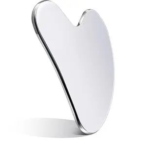 Stainless Steel Gua Sha Facial Tools Lymphatic Drainage Massager Guasha for Face Metal Gua Sha Skin Self Care Gifts Face Sculpting Guasha for Body Eyes Jawline Shaper with Pouch(Silver)