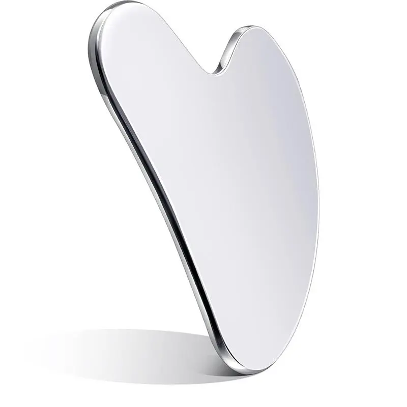 Stainless Steel Gua Sha Facial Tools Lymphatic Drainage Massager Guasha for Face Metal Gua Sha Skin Self Care Gifts Face Sculpting Guasha for Body Eyes Jawline Shaper with Pouch(Silver)
