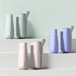 Mini Capsule Umbrella, Folding Sun & Rain Protection, Portable Outdoor Travel Parasol, Manual Opening, 6 Rib Design, Lightweight Waterproof Umbrella