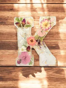 Custom LED Resin Letter with Real Dried Flowers Personalized Floral Keepsake Gift for Her Baby Name Decor Memorial Letter Holiday Decor