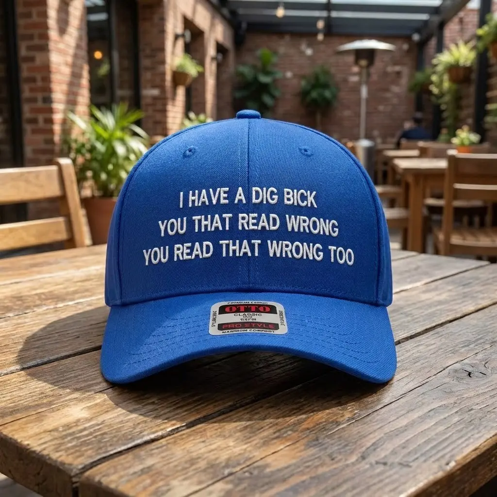 Funny Dig Bick Text Embroidered Baseball Cap - Mind Trick Illusion Joke Graphic Dad Hat | Unisex Adjustable Y2K Aesthetic Streetwear Cap, Novelty Gag Gift for Friends, Birthday Party Favors, Blue Casual Sun Hat