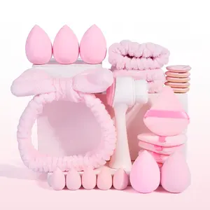 Complete Makeup Tool Set, Including Makeup Sponges, Powder Puffs, Facial Cleansing Brush &  Spa Headband, Multi‑Size Beauty Blenders for Wet & Dry Use, All‑in‑One Cosmetic Accessory Kit