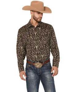 Wrangler Men's Retro Western Floral Print Long Sleeve Snap Shirt - 112368220