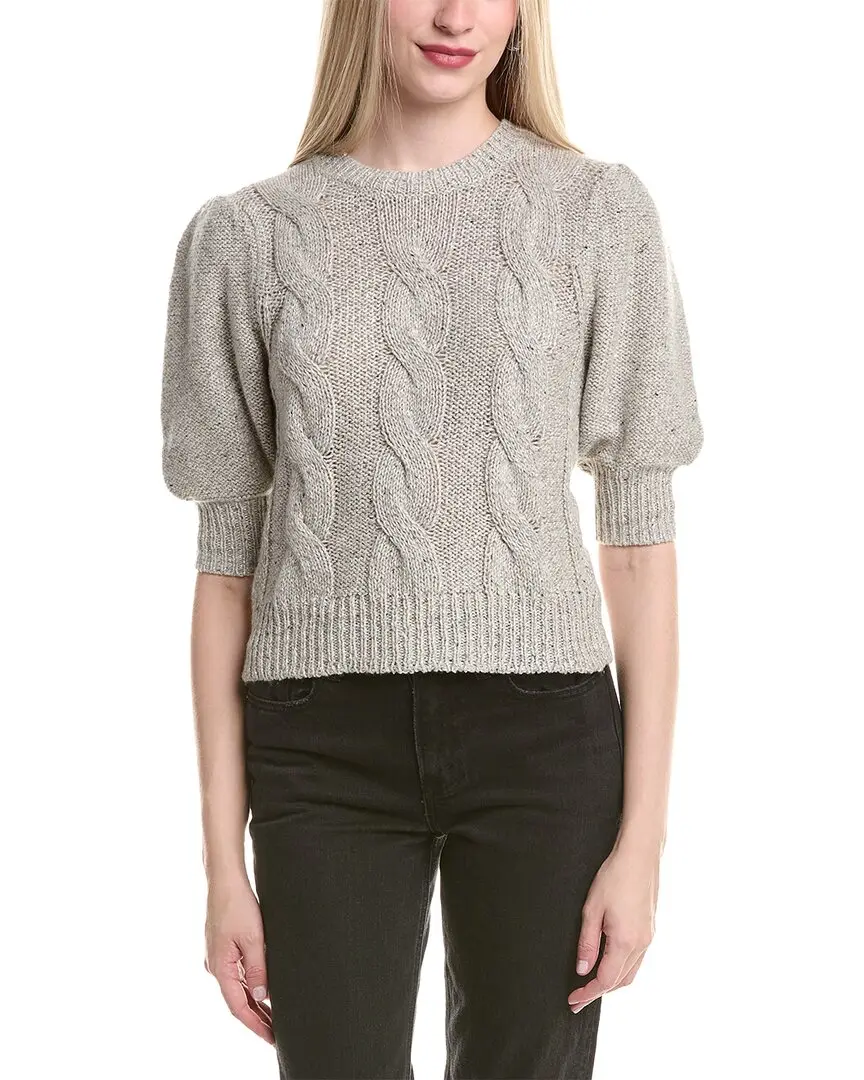 Autumn Cashmere Puff Sleeve Cable Cashmere & Wool-Blend Sweater
