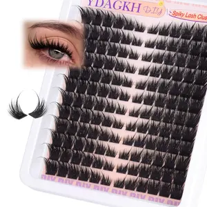Natural Fox Eyelash Clusters, Fine Cartoon Style Lash Growth, Unique Spiky Elf Lashes, 8-18mm, 144 Pieces, DIY at Home