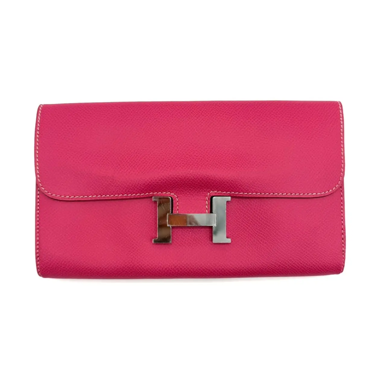 Pre-owned HERMÈS Leather Clutches & Wristlets CALUXB 2014 Epsom Constance Long Wallet Rose PHW stamp：square R