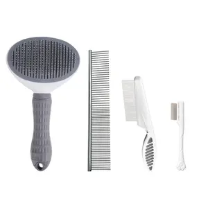 Cat Comb Multi-Function Grooming Kit Self-Cleaning Slicker Brush Dematting Flea Tear Stain Comb for Cats & Dogs Long/Short Hair – Pet Massage Grooming Tools
