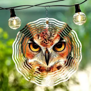 3D Owl Mandala Design Wind Chime, Rotating Metal Art Decor, Garden Decoration, Suitable for Garden, Patio, Yard & Outdoor Spaces