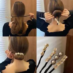 Elegant Pearl Flower Bun  Lazy Hair Curlers Styling Accessories Hairpin Hair Braiding Braider Hairgrip Styling Tools
