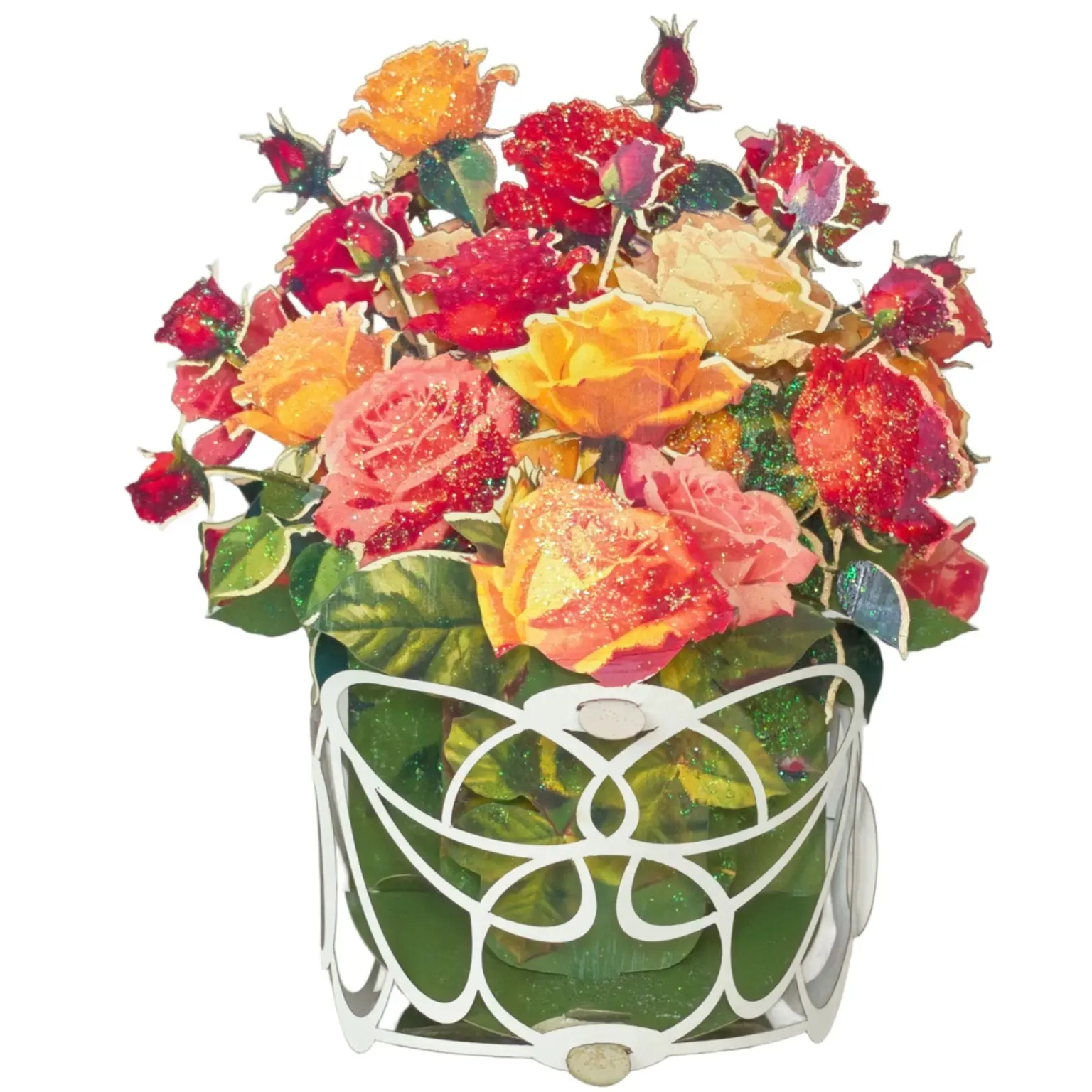 Spring Roses bouquet. Floral 3D card. Handmade No.57