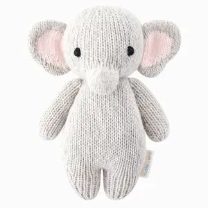 cuddle+kind Baby elephant 7" hand-knit doll - gives 5 meals, fair trade, heirloom quality, 100% cotton yarn