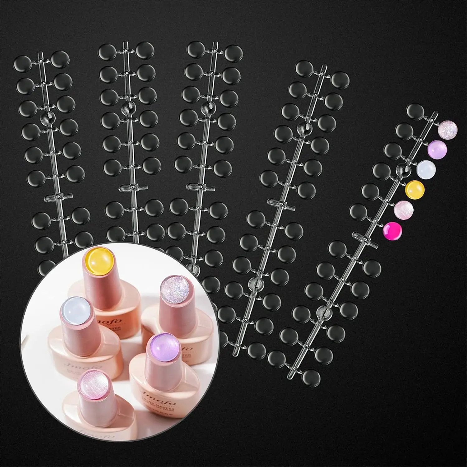 120 Pcs Round False Nail Display Tips, Clear Nail Art Color Display Chart Nail Swatch Sticks with Adhesive Sticker for Nail Training Practicing Color Displaying--