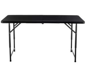 BTExpert Adjustable Folding Portable Table 4 Feet Height Adjustable Handle Indoor Outdoor, Picnic Camping Home Party Convenient Store &  Black