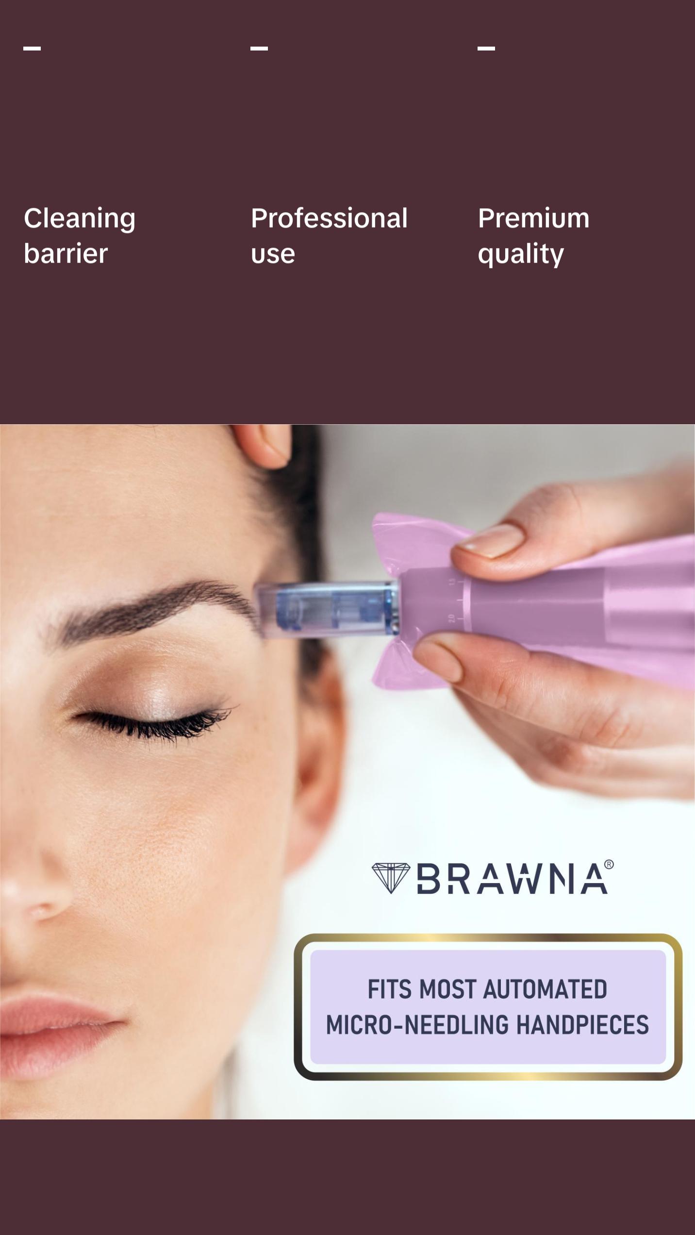 BRAWNA 220 Pack Disposable PMU, Tattoo & Microneedling Pen Type Machine Covers - Pink